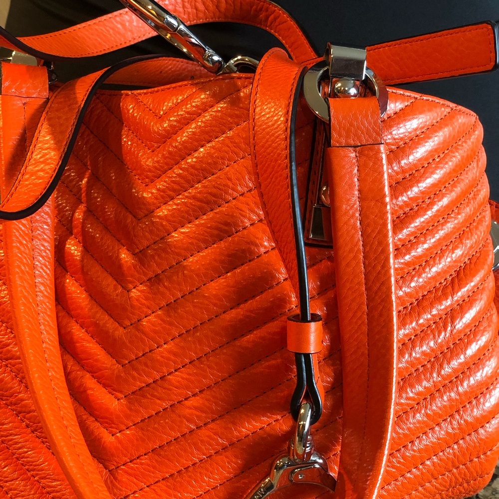 orYANY Orange Leather Women's Shoulder Handbag with strap - Picture 8 of 16
